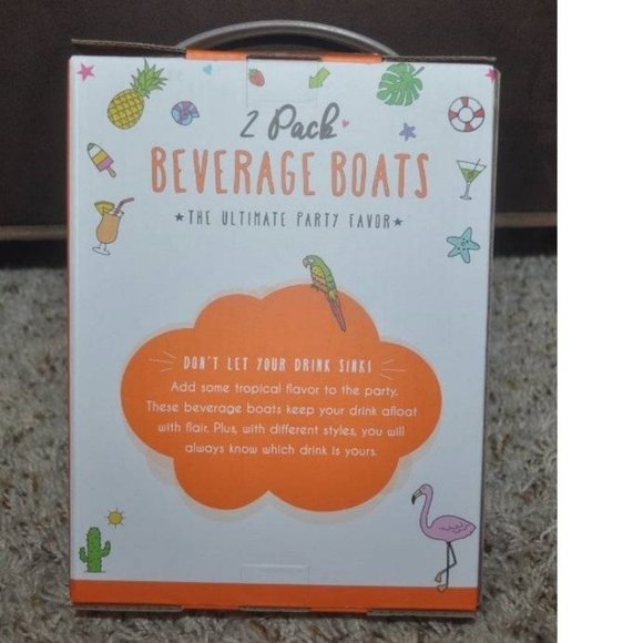 Inflatable Pool Party Beverage Boats Drink Holder Pool Floatie Set of 2 Island - Picture 2 of 2